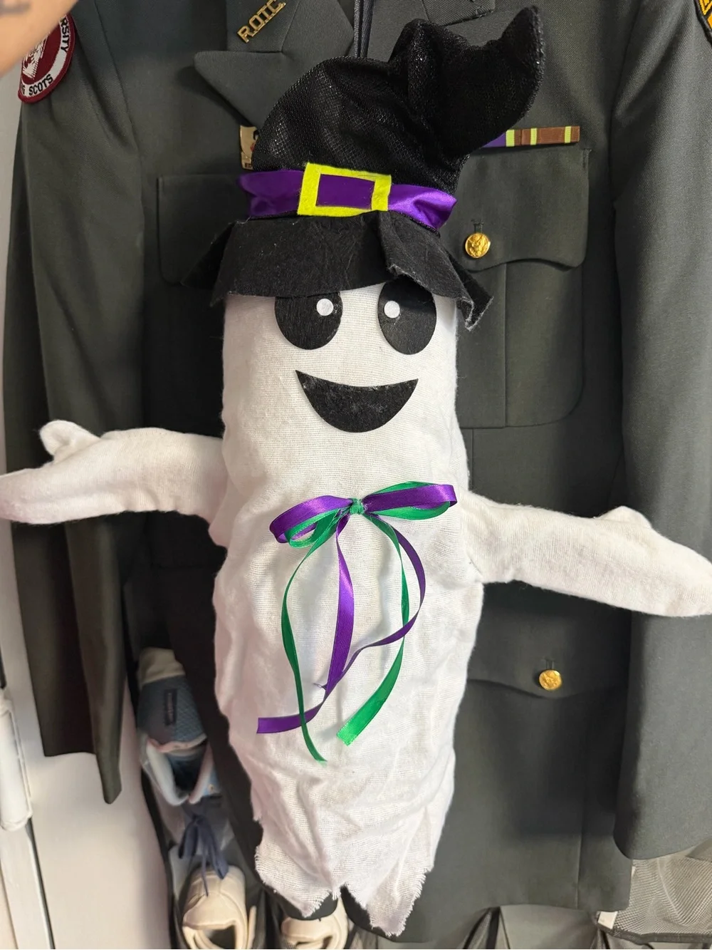 Kids White Ghost Costume with Purple & Green Accents - Unbranded